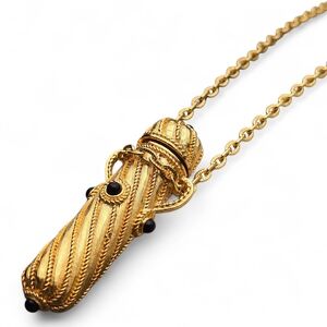 Parfume Bottle Necklace Essential Oil Holder Vintage Edgar Berebi Gold Black